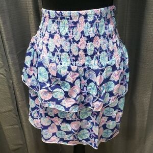 Simply Southern Blue and Pink Seashell Patterned Skirt